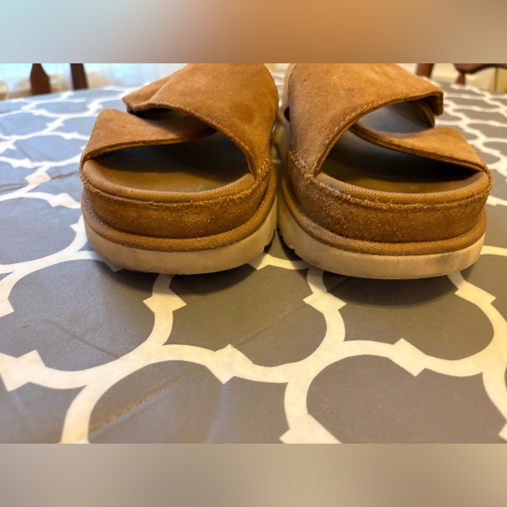 UGG womens Goldenstar Cross Slide Platform Suede Leather Crisscross Slides - Picture 9 of 10